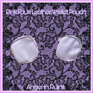 Pink Faux Leather Wristlet Pouch